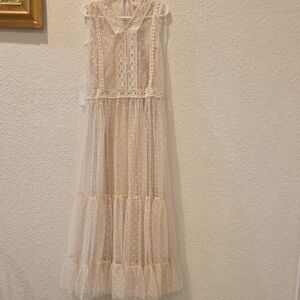 Joyfolie Gorgeous Formal Kids Cream Lace Maxi Dress.